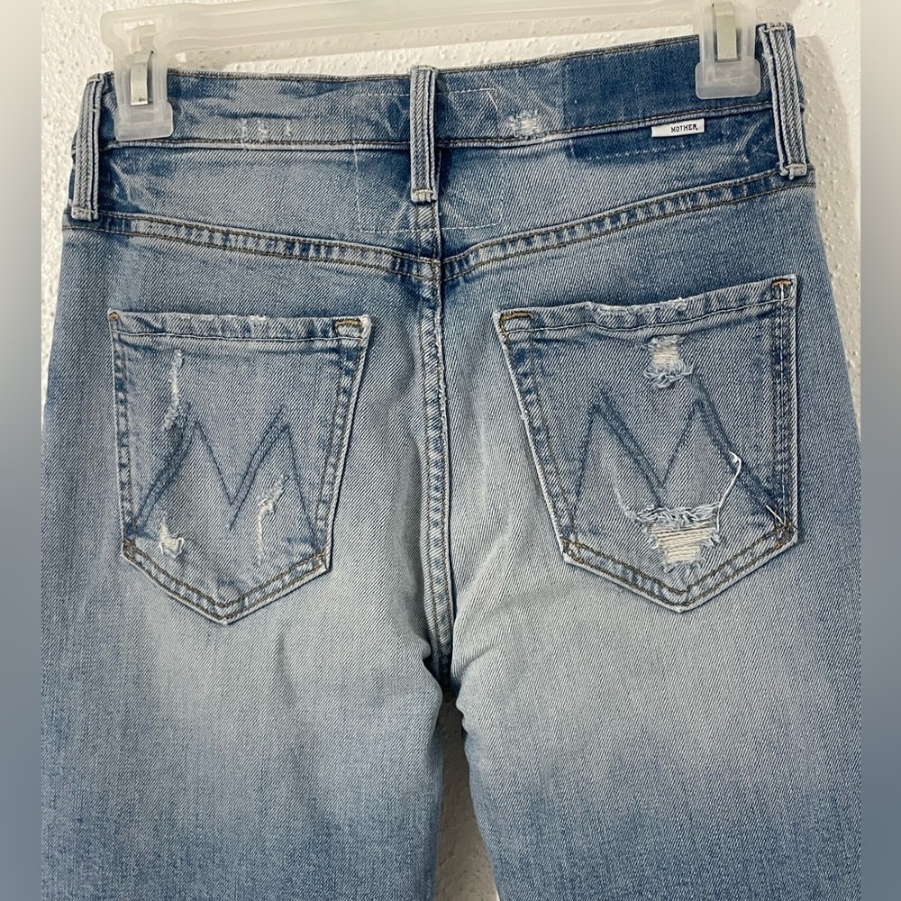 MOTHER SUPERIOR The Tomcat Ripped Crop Straight Leg Jeans 25 - Picture 9 of 16